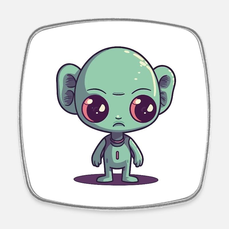 Alien - Square fridge magnet - white