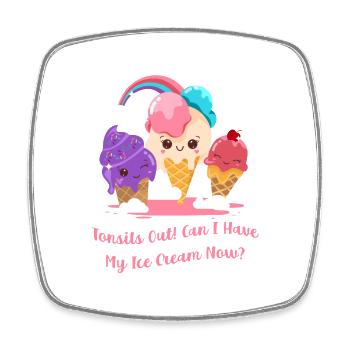Tonsils Out! Funny Tonsillectomy Surgery Get Well - Square fridge magnet - white - Front