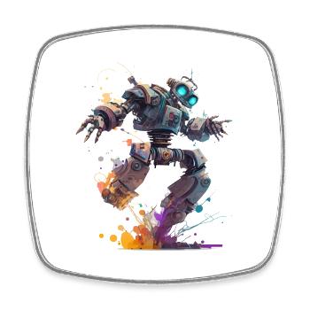 Fantasie Roboter in einem Funky Art Style - Viereckiger Kühlschrankmagnet - Weiß - Vorne