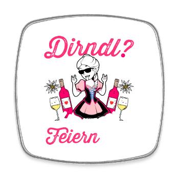 Trachtenshirt Damen Trachten T-Shirt Dirndl Saufen - Viereckiger Kühlschrankmagnet - Weiß - Vorne