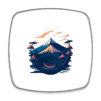 Serene Mount Fuji Sunset Peaceful River Scenery - Viereckiger Kühlschrankmagnet - Weiß - Vorne