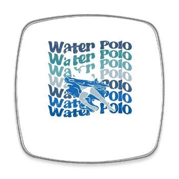 Vintage Wasserball Silhouette Poloer Retro Sport - Viereckiger Kühlschrankmagnet - Weiß - Vorne
