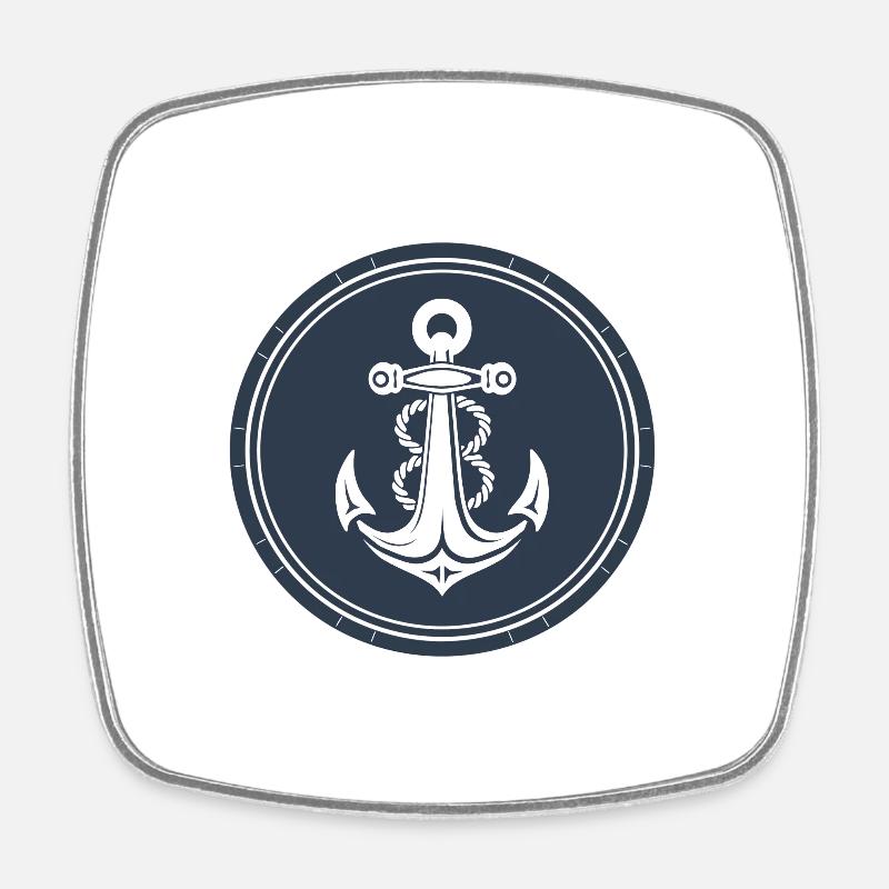 Ancre de bateau - Magnet carré - blanc