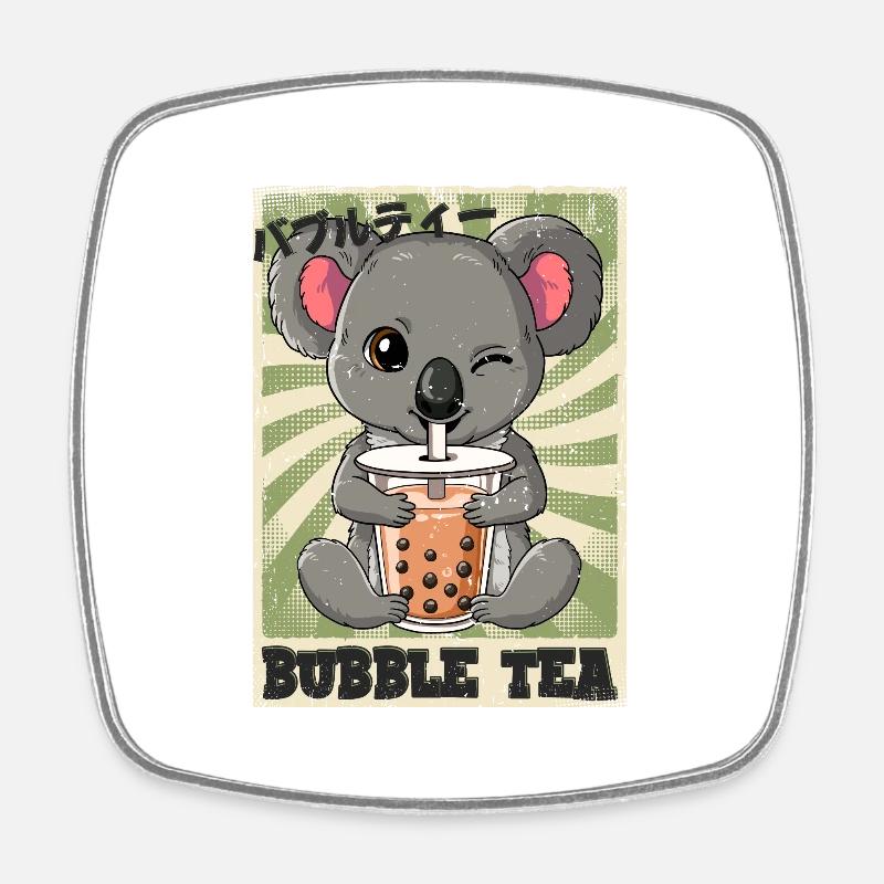 Boba Tea Koala Bubble Tea - Square fridge magnet - white