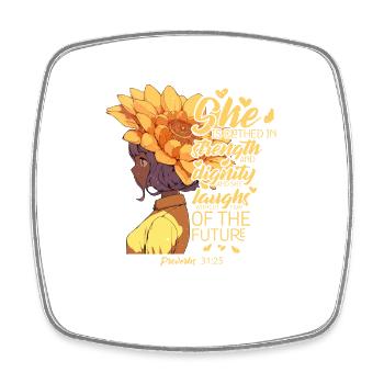 Verset de la Bible chrétienne Tournesol Livre des Proverbes - Magnet carré - blanc - Devant