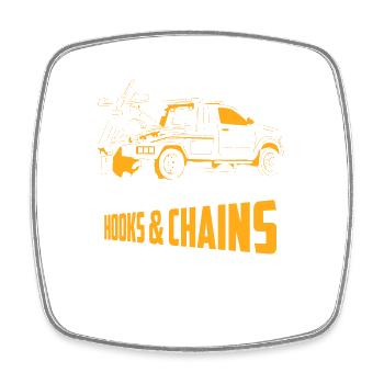Je cours sur crochets et chaînes camionnage conducteur de dépanneuse - Magnet carré - blanc - Devant