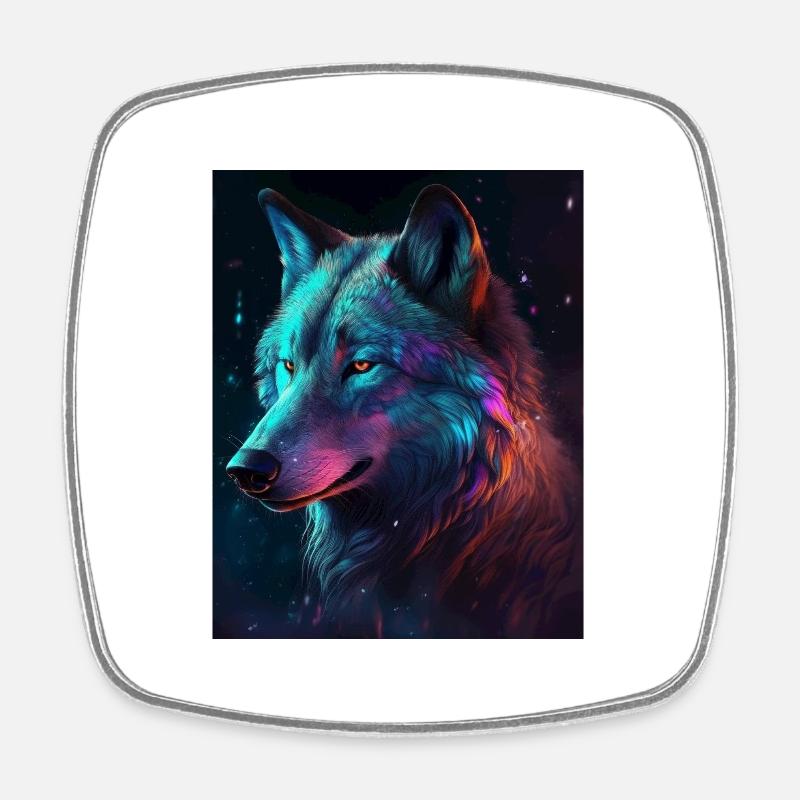 Wolf Galaxy Space Graphique Vabriant Couleur - Magnet carré - blanc