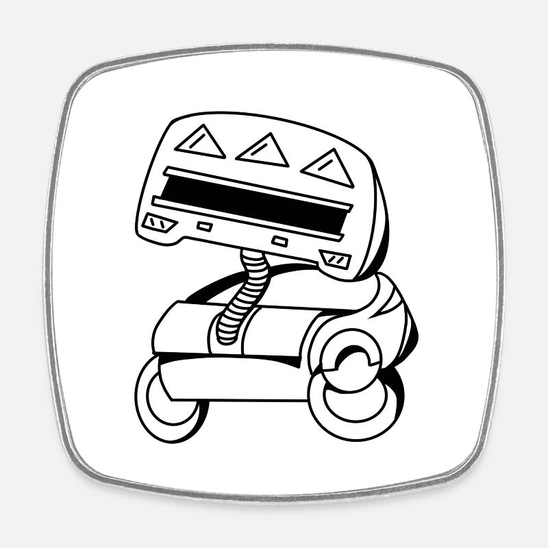 Robot satellite - Magnet carré - blanc