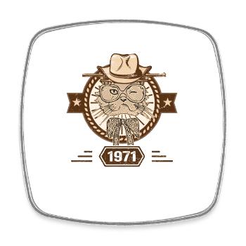 1971 | Cadeau D'anniversaire | Amoureux Du Chat - Magnet carré - blanc - Devant
