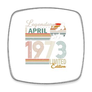 April 1973 Vintage Birthday Retro Gift - Square fridge magnet - white - Front