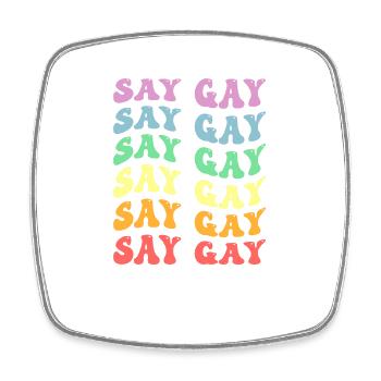 LGBTQ Say Gay Pride LGBT Rainbow Flag Color Retro - Square fridge magnet - white - Front