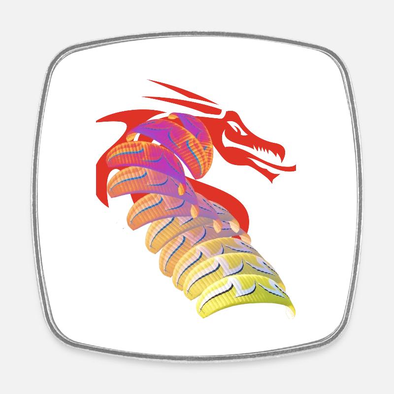 Paramoteur Dragon - Magnet carré - blanc