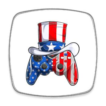 Jeu vidéo 4 juillet contrôleur drapeau américain - Magnet carré - blanc - Devant