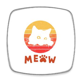 Retro Black Cat 1 - Square fridge magnet - white - Front
