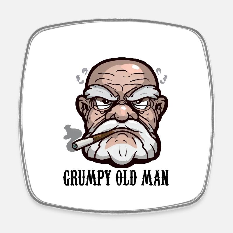GRUMPY OLD MAN - Square fridge magnet - white
