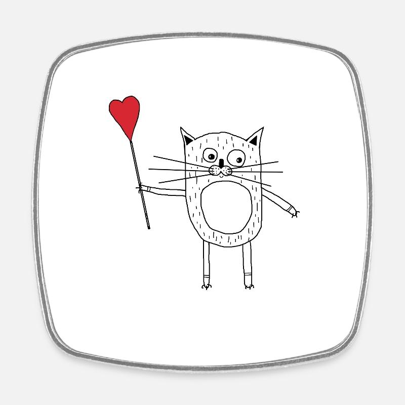 I love cat - Square fridge magnet - white