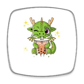 Bubble Tea Dragon Boba Tea Bobaholic - Square fridge magnet - white - Front