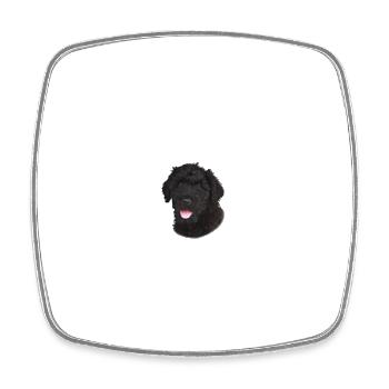 Vorsicht vor dem Herrchen - Russischer Terrier - Viereckiger Kühlschrankmagnet - Weiß - Vorne