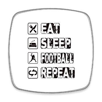 Eat Sleep Football Repeat - Square fridge magnet - white - Front