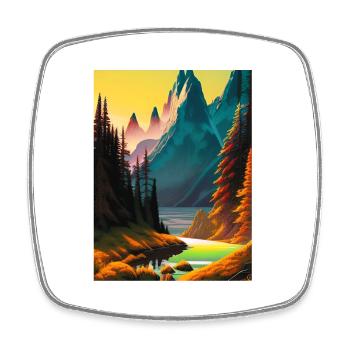 Paysage nature forêt 2 - Magnet carré - blanc - Devant