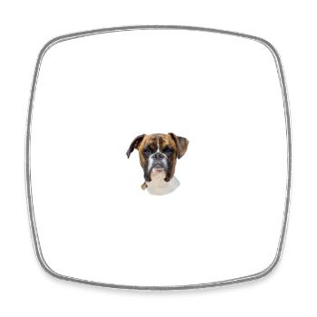 Vorsicht vor dem Herrchen - Deutscher Boxer - Viereckiger Kühlschrankmagnet - Weiß - Vorne
