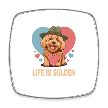Life Is Golden Goldendoodle Dad Doodle Mama Cute - Square fridge magnet - white - Front