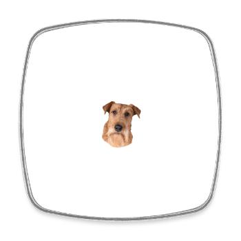 Vorsicht vor dem Herrchen - Irish Terrier - Viereckiger Kühlschrankmagnet - Weiß - Vorne