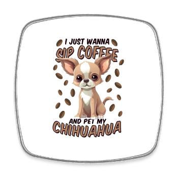 Chihuahua Dog Coffee Chihuahuapuppy Coffee Dogs - Square fridge magnet - white - Front