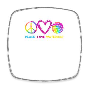 Peace Love Water Polo Funny Water Polo Pool - Square fridge magnet - white - Front