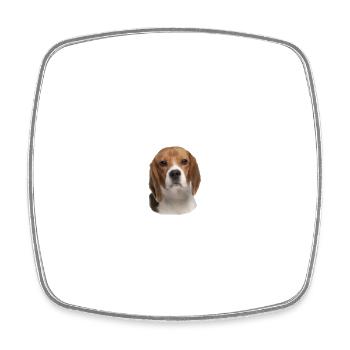 Vorsicht vor dem Herrchen, Hund harmlos - Beagle - Viereckiger Kühlschrankmagnet - Weiß - Vorne