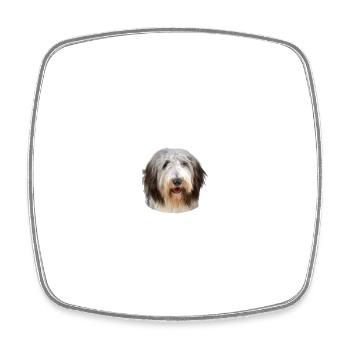 Vorsicht vor dem Herrchen - Bearded Collie - Viereckiger Kühlschrankmagnet - Weiß - Vorne