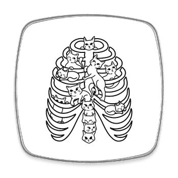 Cat Halloween Skeleton Costume Cat Bones - Square fridge magnet - white - Front