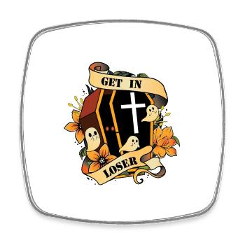 Halloween Geister lustiger Spruch get in looser - Viereckiger Kühlschrankmagnet - Weiß - Vorne