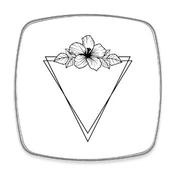 Hibiscus Boho Fleur peinte à la main - Magnet carré - blanc - Devant