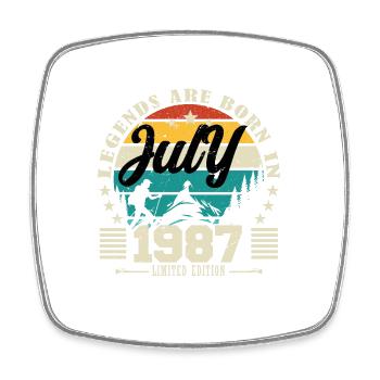 Juli 1987. Geburtstagsgeschenk Juli 1987. - Viereckiger Kühlschrankmagnet - Weiß - Vorne
