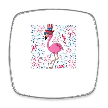 4th Of July Drinking Until I See Stars Flamingo - Viereckiger Kühlschrankmagnet - Weiß - Vorne