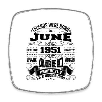 1951 Juni Jubiläum 1951 Juni | geboren im Juni 1951 - Viereckiger Kühlschrankmagnet - Weiß - Vorne