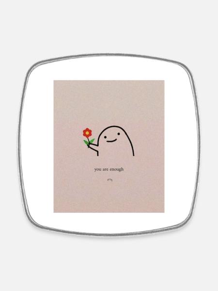 Du bist genug - Kawaii - Positive Vibes - Viereckiger Kühlschrankmagnet - Weiß