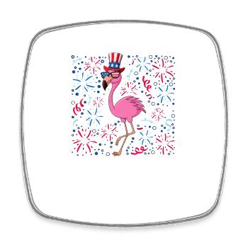 4th Of July Red White And Glam USA Flag Flamingo - Viereckiger Kühlschrankmagnet - Weiß - Vorne