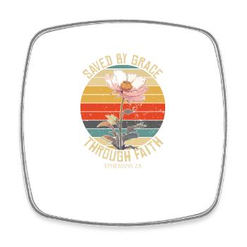 Saved By Grace Ephesians Scripture Chapter Bible - Square fridge magnet - white - Front