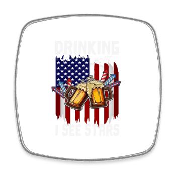 4th Of July Drinking Until I See Stars USA Flag - Square fridge magnet - white - Front