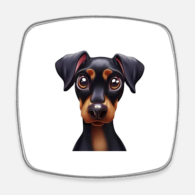 Charming Doberman Pinscher Art - Square fridge magnet - white