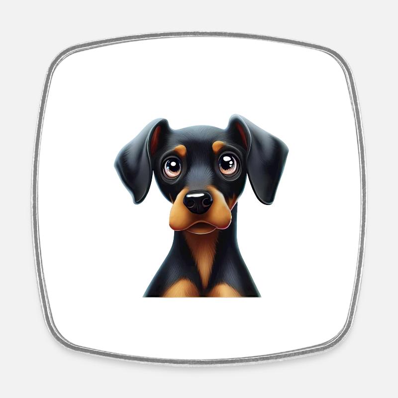 Doberman Pinscher Compagnon d’aventure - Magnet carré - blanc