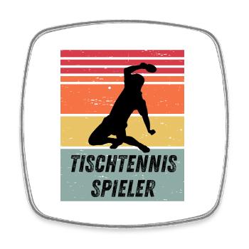 Tischtennisspieler - Viereckiger Kühlschrankmagnet - Weiß - Vorne