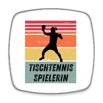 Tischtennisspielerin - Viereckiger Kühlschrankmagnet - Weiß - Vorne