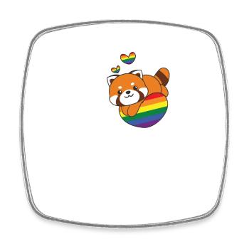 Rainbow Flag Pride LGBTQ Cute Red Panda Love - Square fridge magnet - white - Front