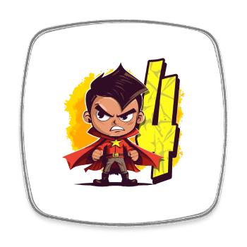 4 ans Super-héros et Action Fête d’anniversaire des enfants - Magnet carré - blanc - Devant