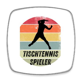 Tischtennisspieler - Viereckiger Kühlschrankmagnet - Weiß - Vorne