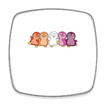 Lesbian Flag Pride LGBTQ Cute Penguin - Magnet carré - blanc - Devant