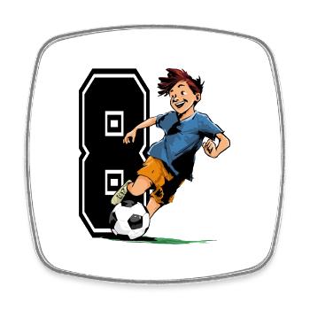 8 Year Old Footballer & Soccer Children's Birthday Party - Square fridge magnet - white - Front